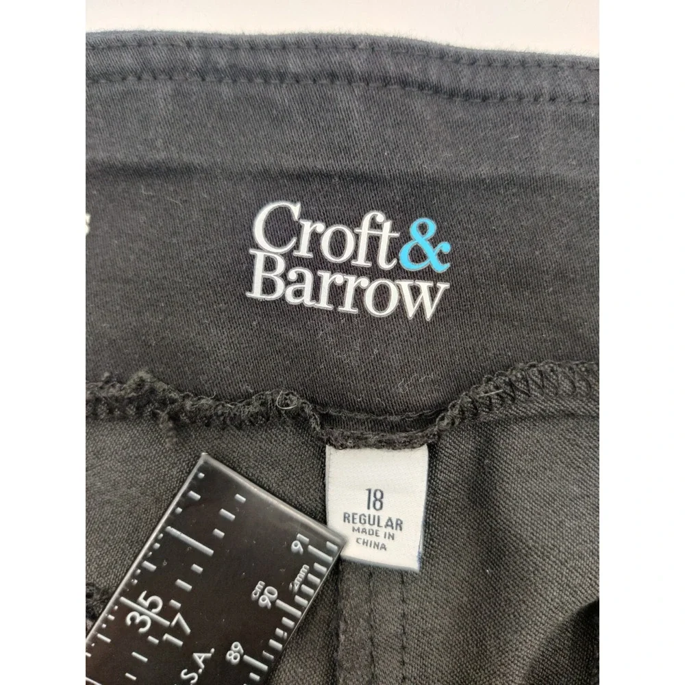 Croft & Barrow Effortless Stretch Woman's Pants Black Straight Leg Sz 18 Regular
